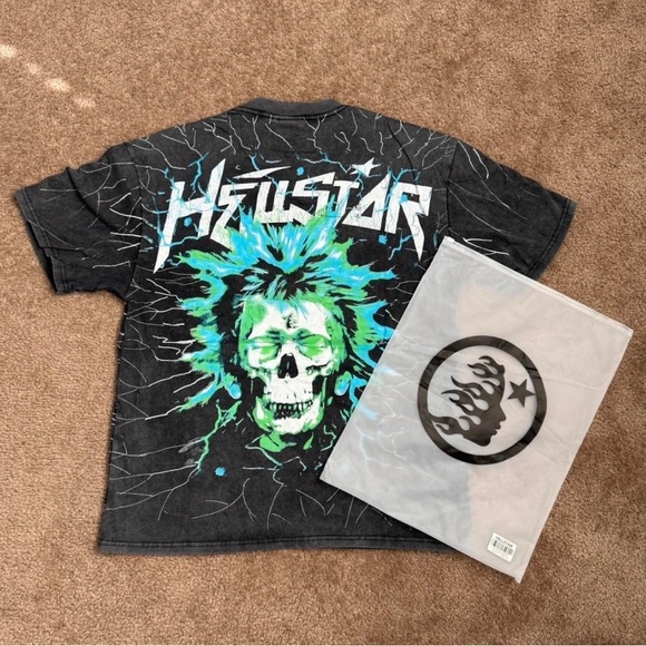 Hellstar Men's “Electric kid” Graphic Tee - Black and Green - Picture 2 of 2